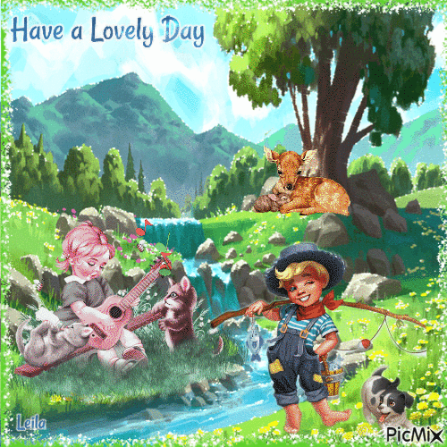 Have a Lovely Day. Boy. Girl - GIF animado grátis