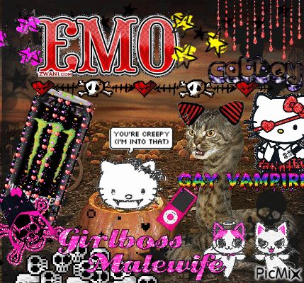 emo cat snake - GIF animé gratuit