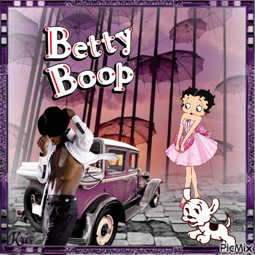 Betty Boop et son chien - GIF animé gratuit