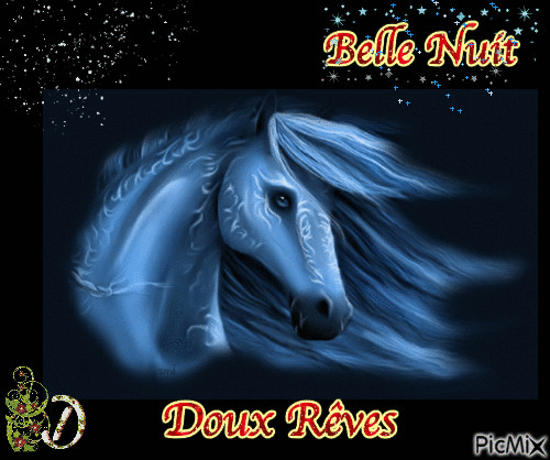 cheval de nuit bleu - Бесплатни анимирани ГИФ