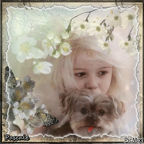 l'enfant et son chien - Δωρεάν κινούμενο GIF