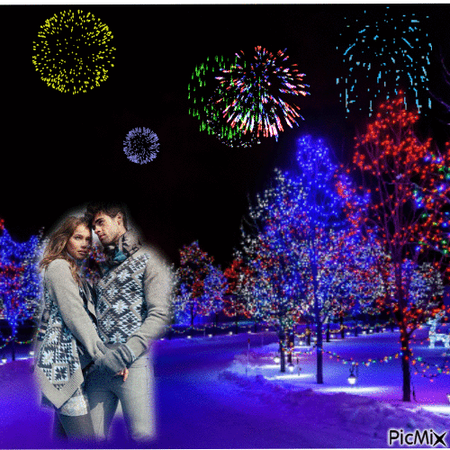 couple en hiver de fête - Ingyenes animált GIF