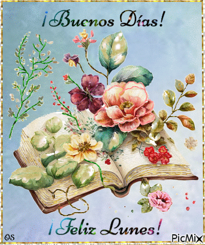 Libro y Flores - GIF animado grátis