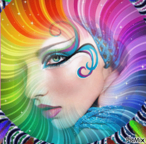 Femme couleur Arc en Ciel - Ingyenes animált GIF