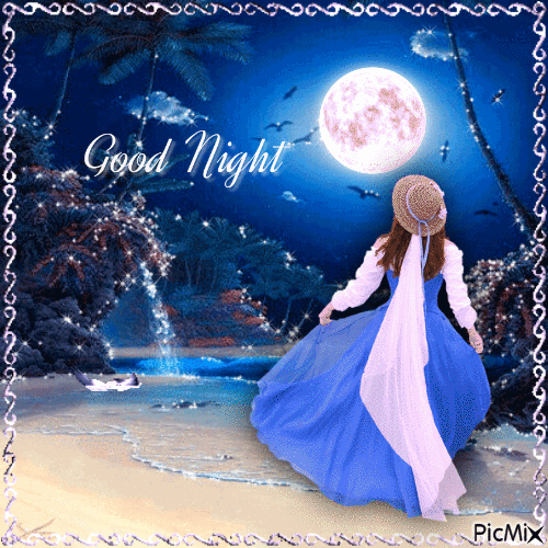 Good Night Moon Beach - Gratis geanimeerde GIF
