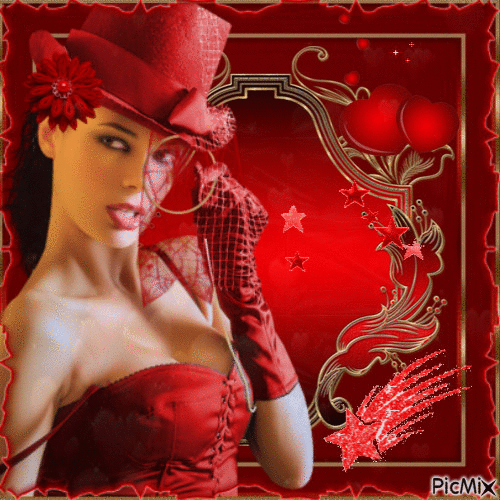 femme chapeau rouge - Безплатен анимиран GIF