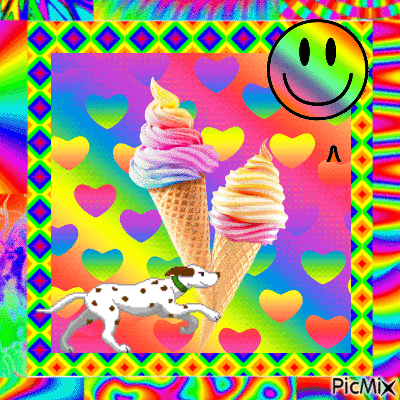 rainbow ice cream - GIF เคลื่อนไหวฟรี