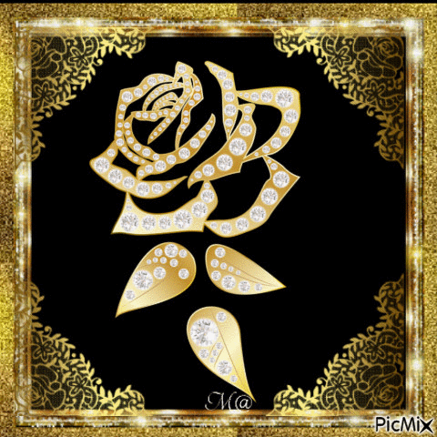 Flowers Black and Gold - GIF animate gratis