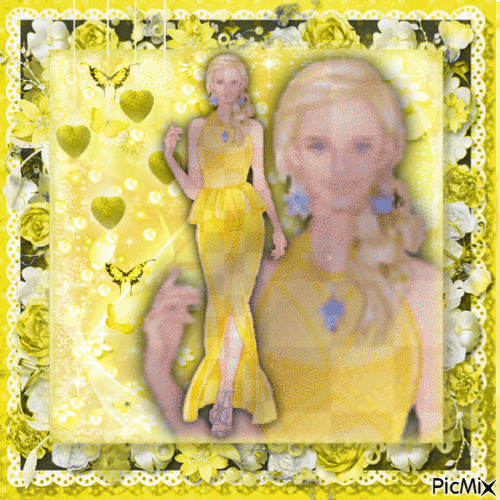 woman in yellow - Gratis animerad GIF