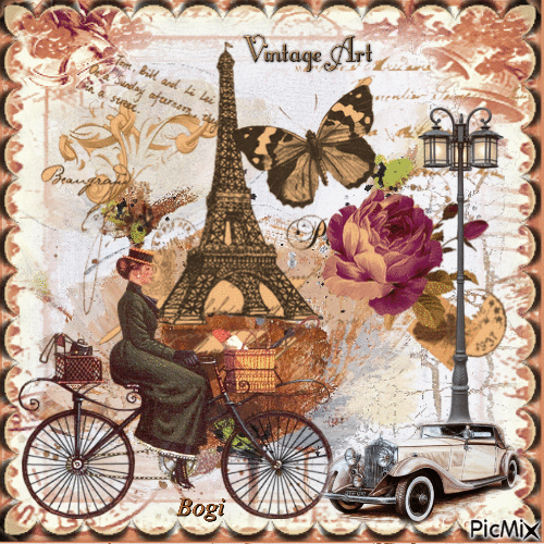 Postcard from old Paris... - GIF animado grátis