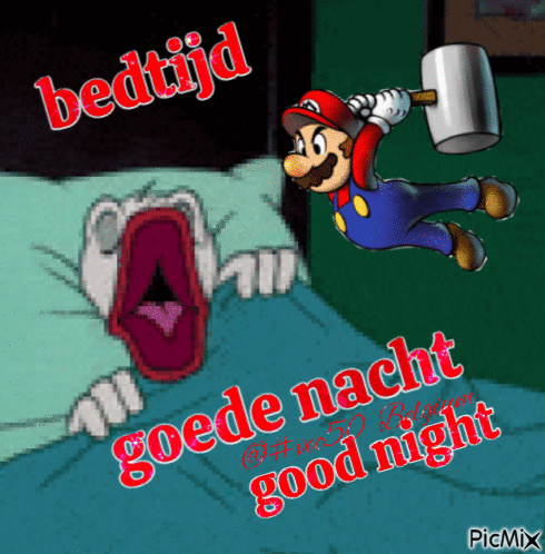gn goede nacht  goodnight mario - Free animated GIF