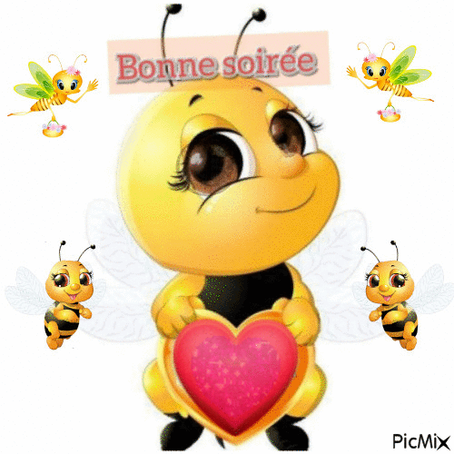 bonne soirée les abeilles - Free animated GIF