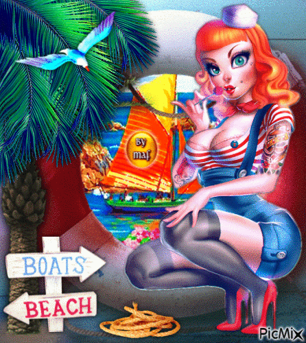 Boats & Beach - Бесплатный анимированный гифка