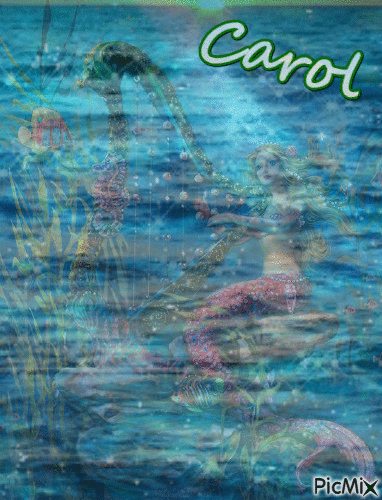 The Mermaid Harpist - GIF animado grátis