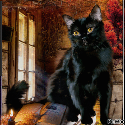 El gato Negro - Gratis geanimeerde GIF