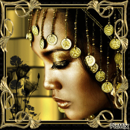 Portrait in black and gold - Free animated GIF
