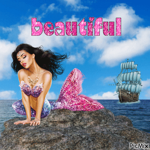 Beautiful Mermaid - GIF เคลื่อนไหวฟรี