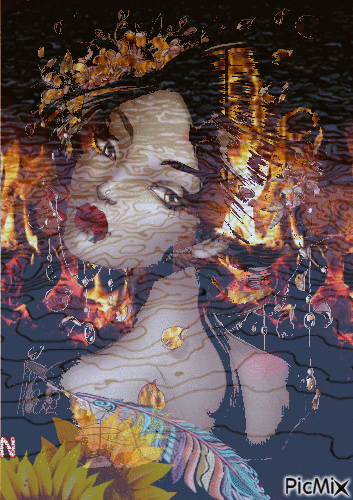 огненная девушка - 無料のアニメーション GIF