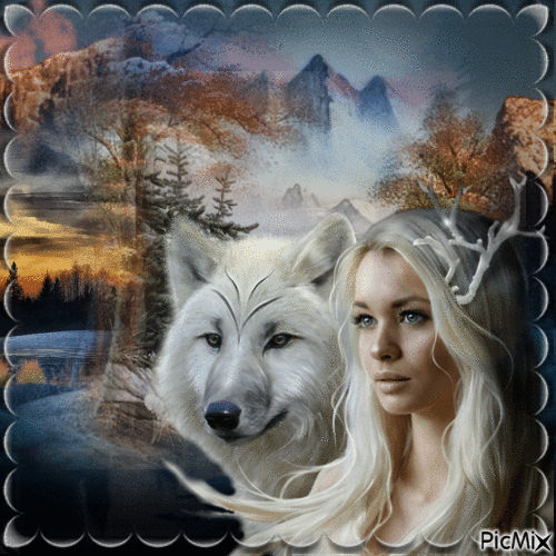 Femme avec le Loup - Besplatni animirani GIF