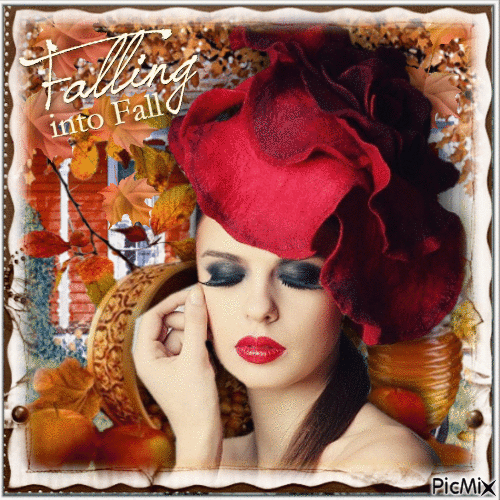 Concours : Femme avec chapeau en automne - Бесплатный анимированный гифка