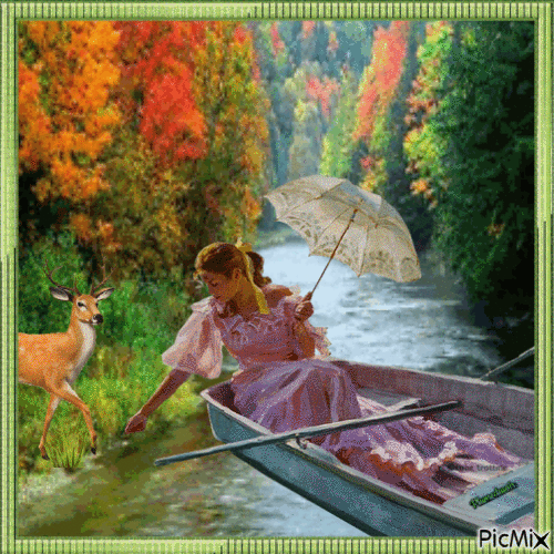 La fille sur la rivière. - Free animated GIF