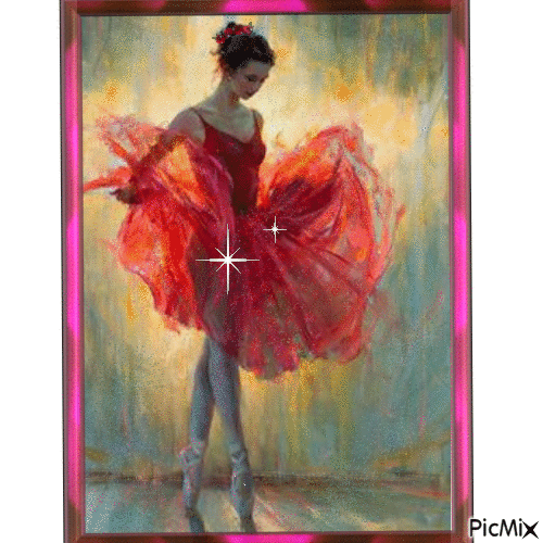 Bailarina en rojo - GIF animé gratuit