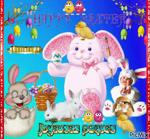 Joyeuses Paques/ Happy Easter ♥♥♥ - Animovaný GIF zadarmo