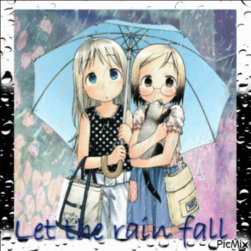 Manga/Anime Girls in the Rain - Gratis animerad GIF