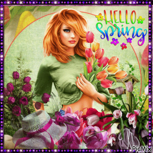 Le printemps arrive - Бесплатный анимированный гифка