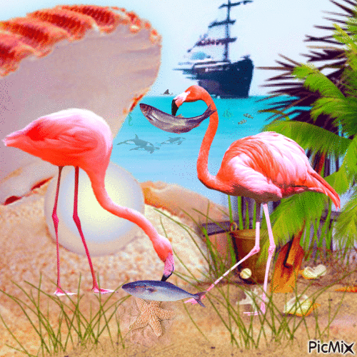 flamingos - Darmowy animowany GIF