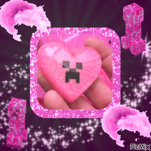minecraft creeeper pink - GIF animasi gratis
