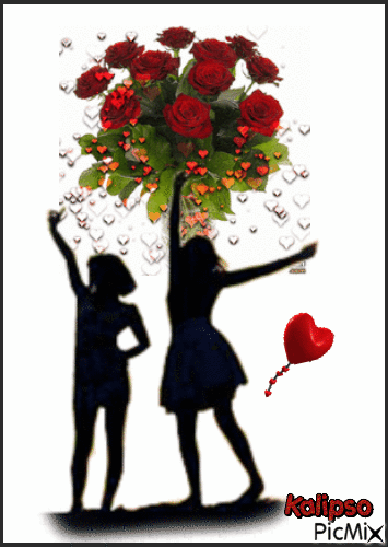 Floral hearts - Animovaný GIF zadarmo