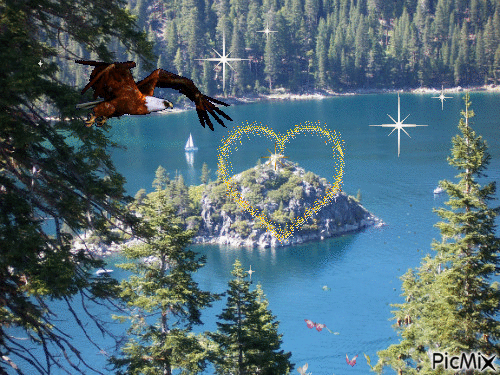 Emerald Bay in Lake Tahoe, CA - Бесплатный анимированный гифка