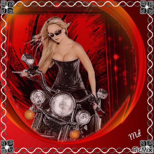 Femme à moto - Besplatni animirani GIF