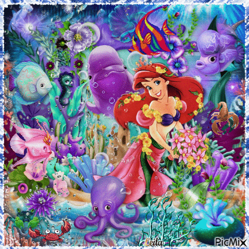 Ariel. Disney. Mermaid. Underwater 5 - Бесплатный анимированный гифка