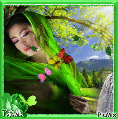 "Lady in Green" - Gratis geanimeerde GIF