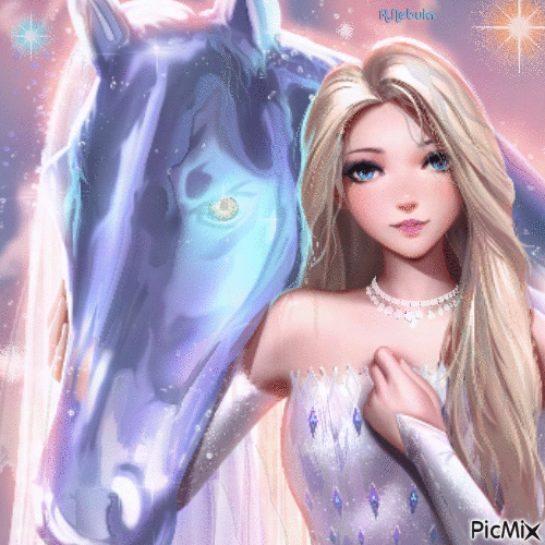Woman and horse/contest - Free animated GIF