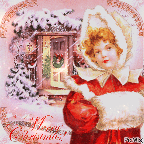 Vintage Weihnachtspostkarte - GIF เคลื่อนไหวฟรี