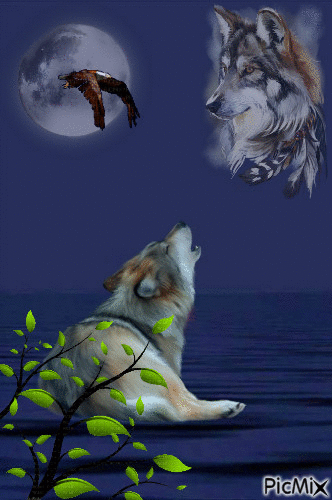 wolf moon tree - Ilmainen animoitu GIF