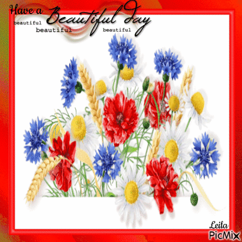 Have a Beautiful day. Flowers. Spring. Summer - GIF animado grátis