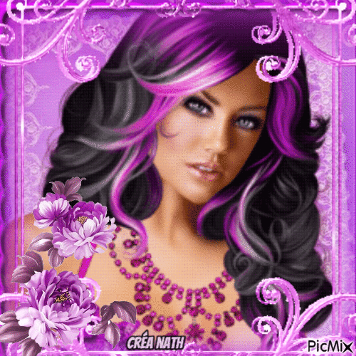 Portrait de femme en violet - Gratis geanimeerde GIF