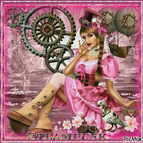 Pink steampunk - GIF animé gratuit