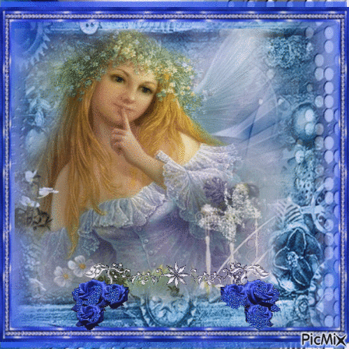 Femme elfe -Portrait bleu - Besplatni animirani GIF