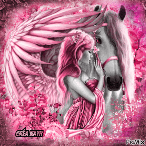 Femme et cheval 💞💞 - Безплатен анимиран GIF