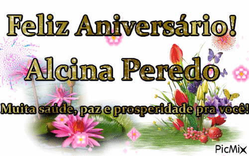 Mensagem de aniversário Alcina Peredo - Free animated GIF