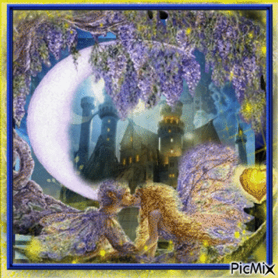 fantasy at night blue and yellow - Free animated GIF