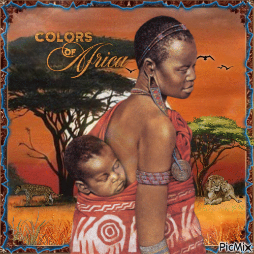 Mother and child in Africa - GIF animé gratuit