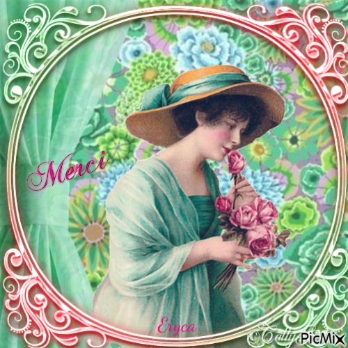 Femme vintage ( tons rose et vert ) - 無料png