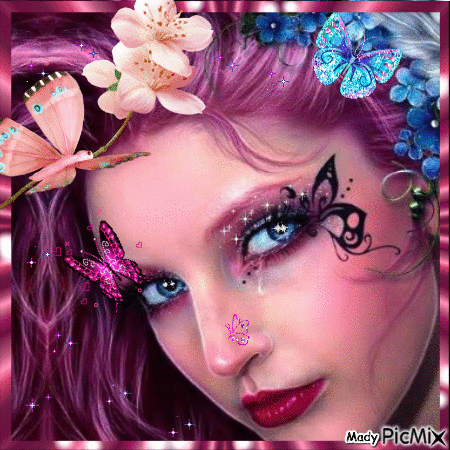 Maquillage papillon - GIF animé gratuit