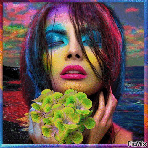 Renkli Kadın Potresi - Δωρεάν κινούμενο GIF